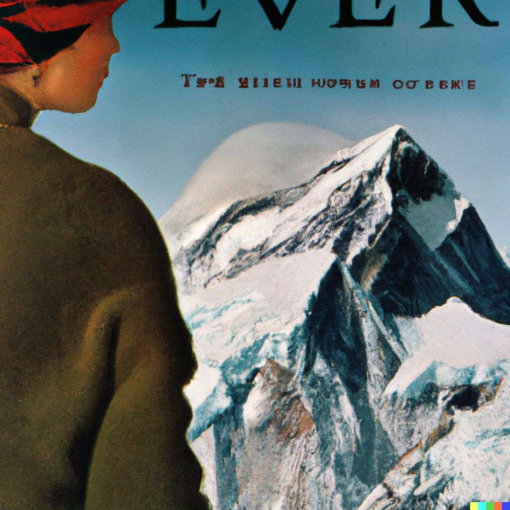 someone gazing at Mount Everest, front cover of Vogue, 1960